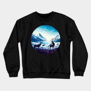 Low Poly Winter Mountain Forest Crewneck Sweatshirt